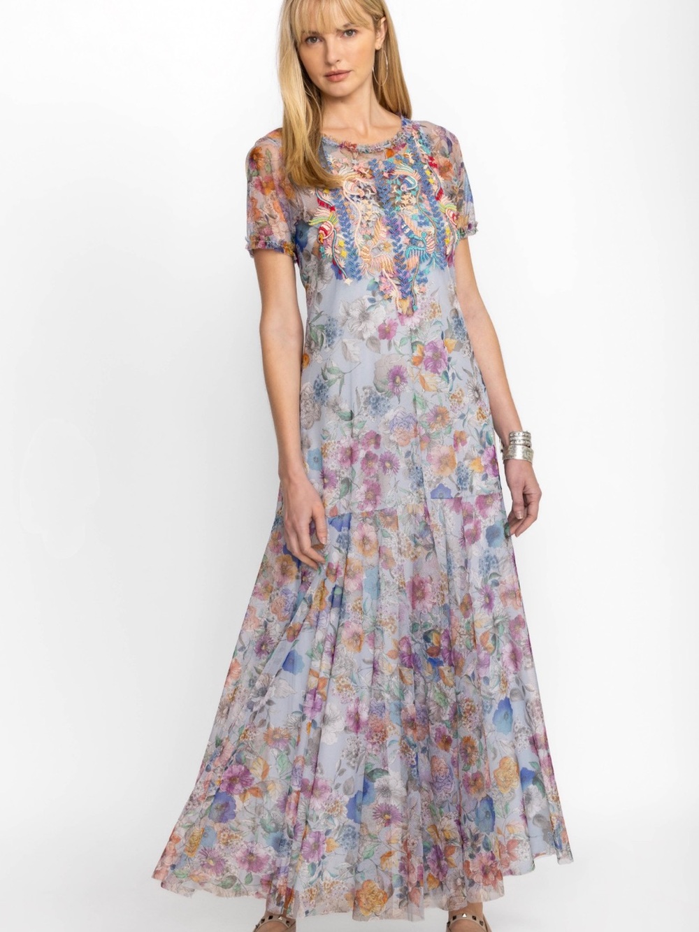 Johnny Was Flora Dance Maxi Mesh Dress size S